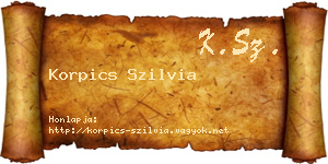 Korpics Szilvia névjegykártya