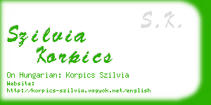 szilvia korpics business card
